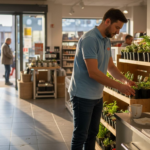 An employee arranges merchandise in the store as part of the topic “What Is Indoor Signage: Effective Communication in the Store”